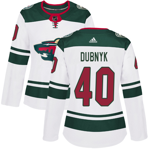 Adidas Wild #40 Devan Dubnyk White Road Authentic Women's Stitched NHL Jersey